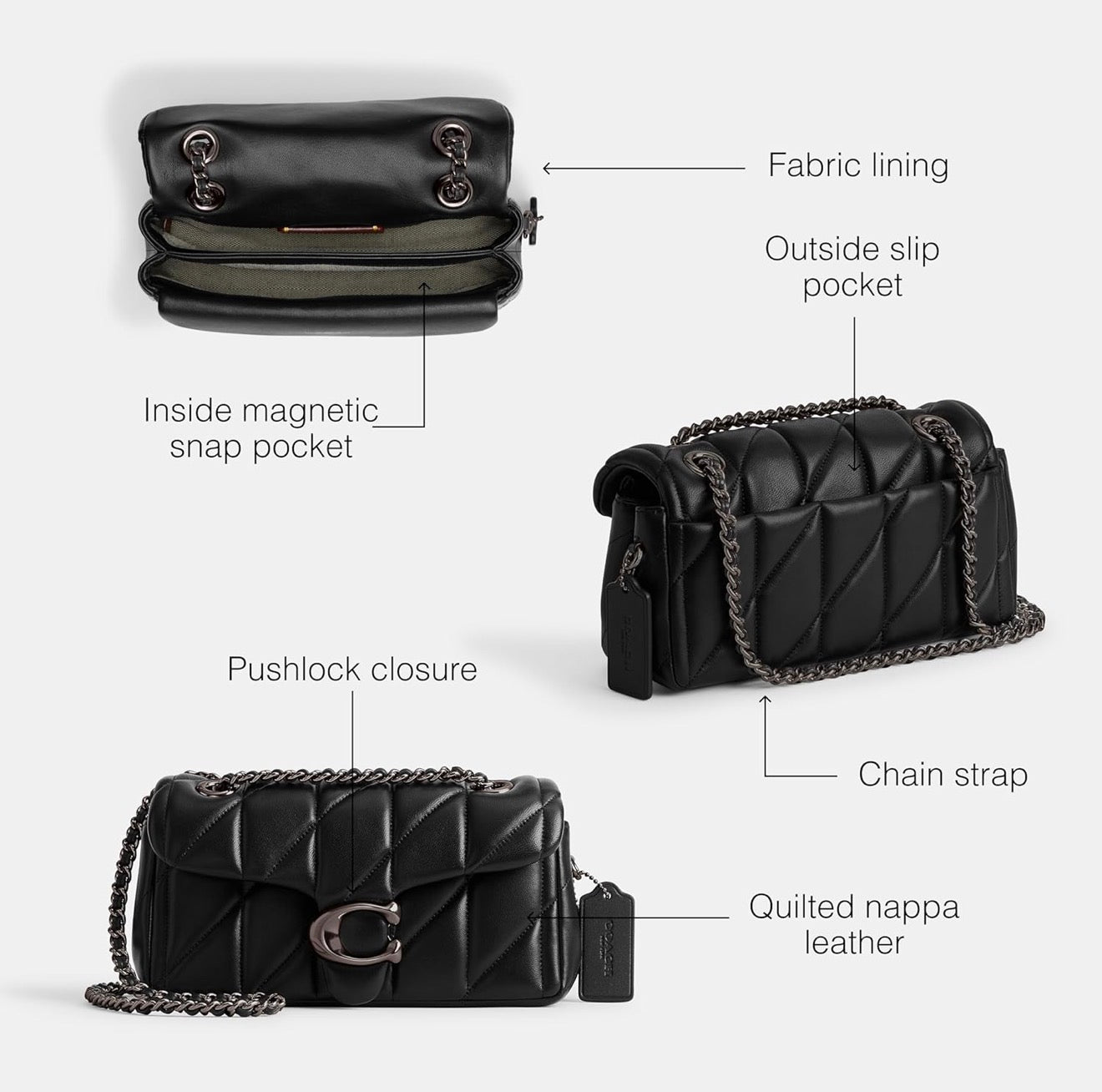 Tabby 20 Quilted Gun-Metal